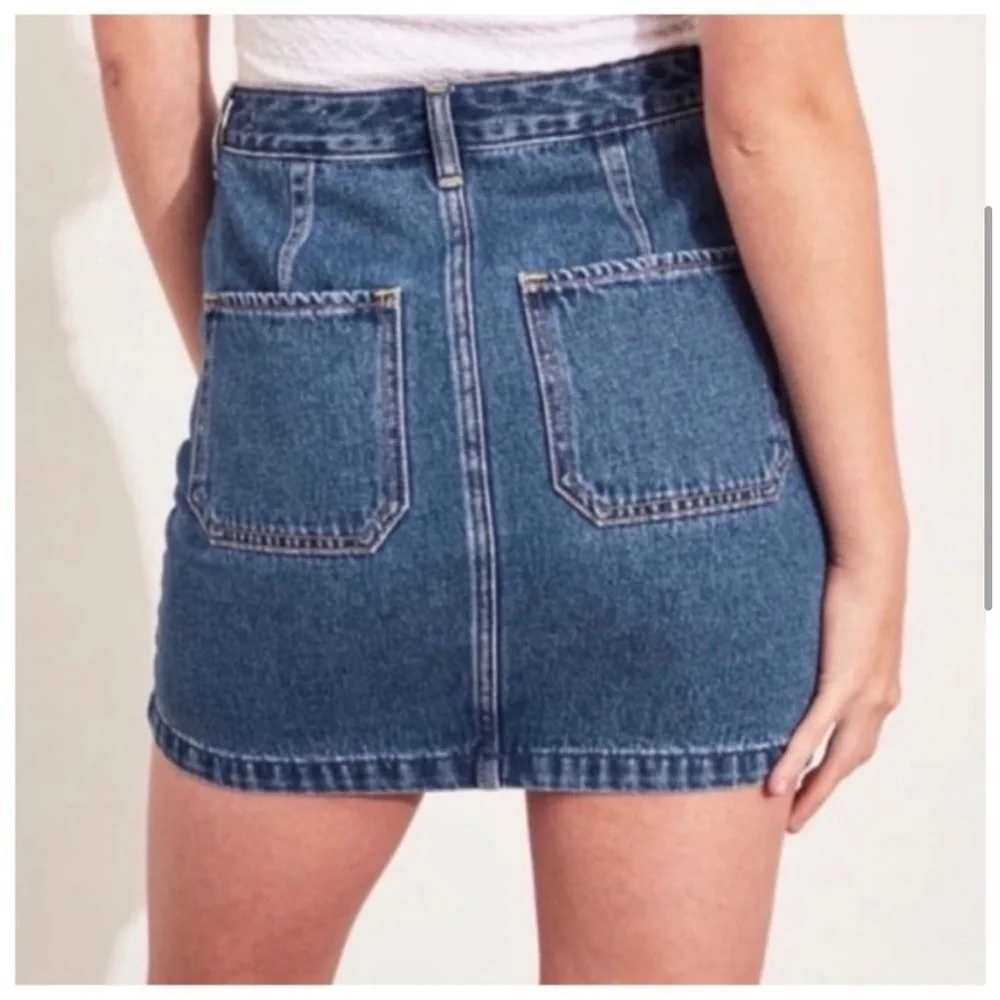 Hollister Ultra Hi Rise Zipper Front Denim Skirt